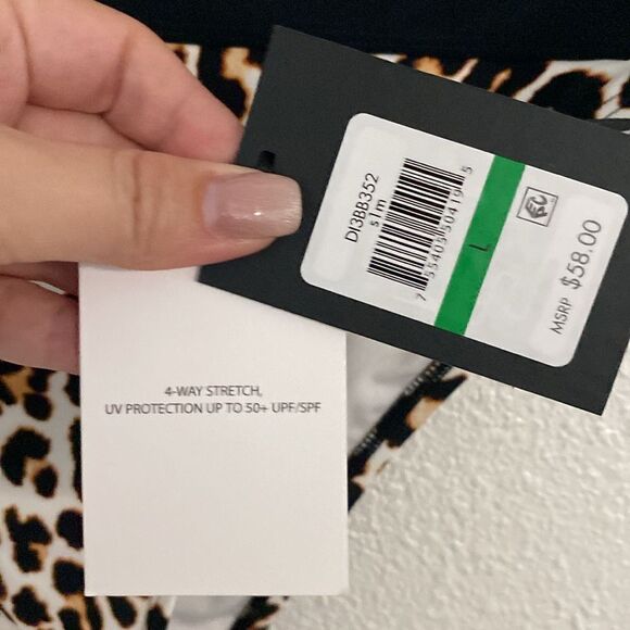 NWT- DKNY- high waisted leopard print bikini bottoms- Size large - Picture 6 of 9